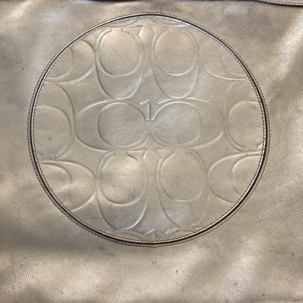 Coach Gold Leather Laura Embossed C Tote Bag - Picture 12 of 15